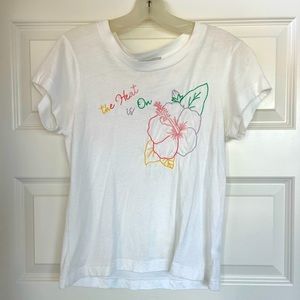 Wildfox embroidered tee - “the heat is on” inscription.